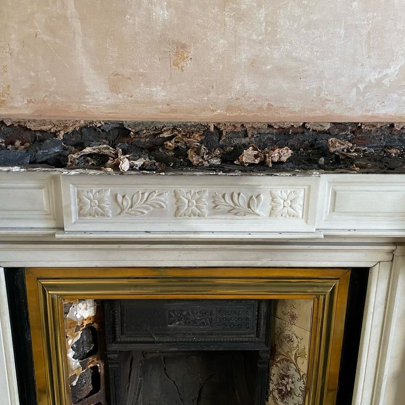 Marble fireplace relief detail