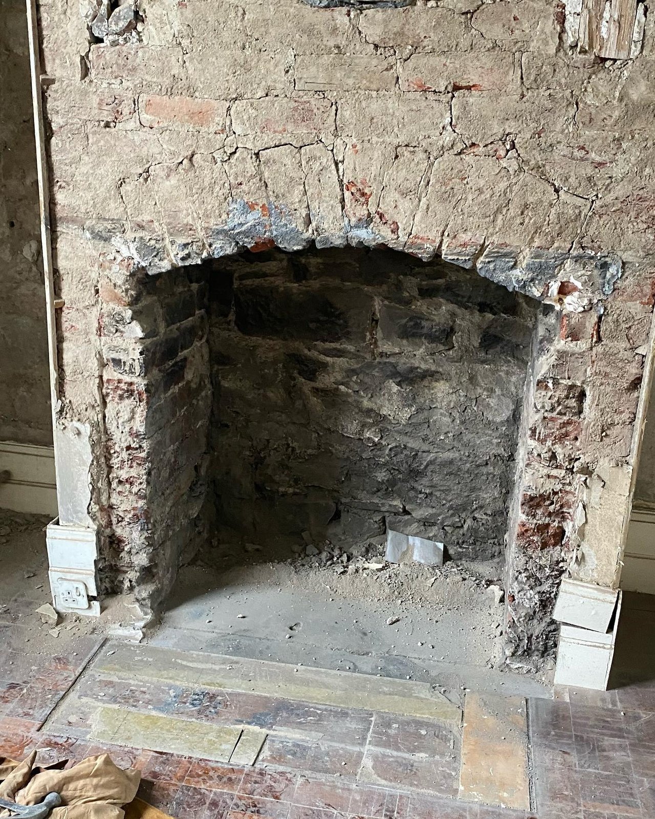Three fireplaces opened up and ready to clean